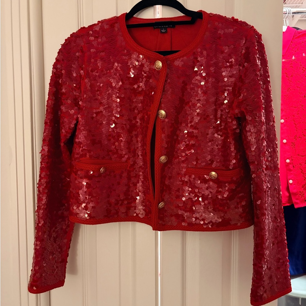 J. Crew Red Sequin Jacket